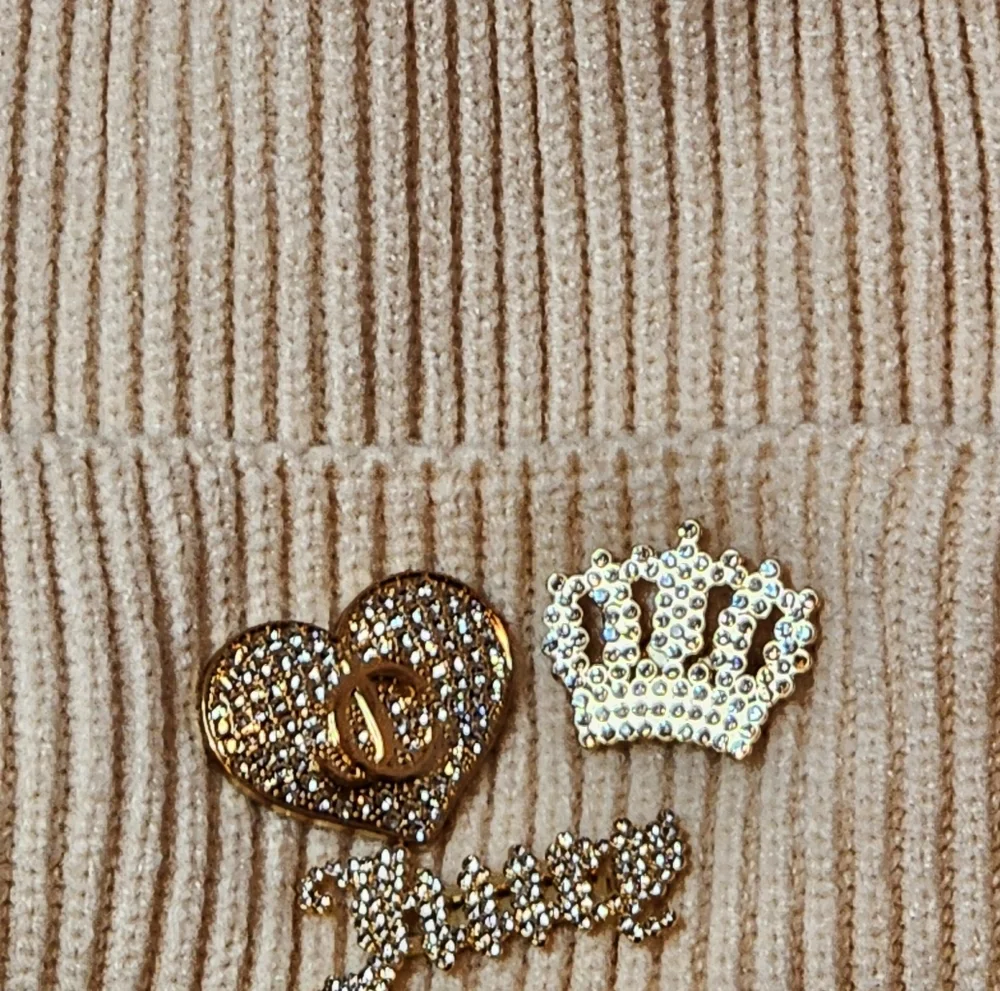 Juicy Couture Beige Charm Faux Fur Pom-Pom Beanie